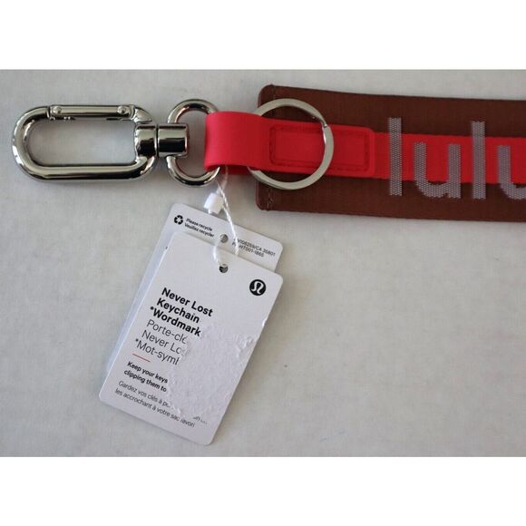 Lululemon LU9BOSS Ancient Copper/Glaze Pink/White Never Lost Keychain *Wordmark - Picture 2 of 4